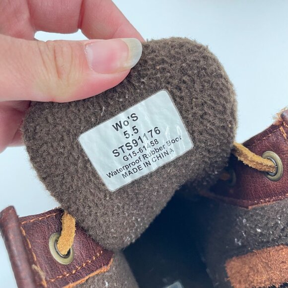 Sperry Saltwater Brown Leather Waterproof Rubber Rain Duck Boots Womens Size 5.5 - Picture 4 of 7